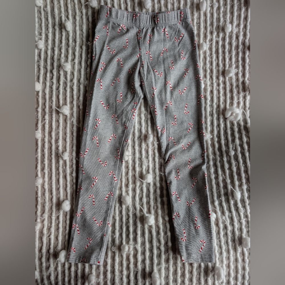 Carter's Gray and Red Candy Cane Leggings-size 7